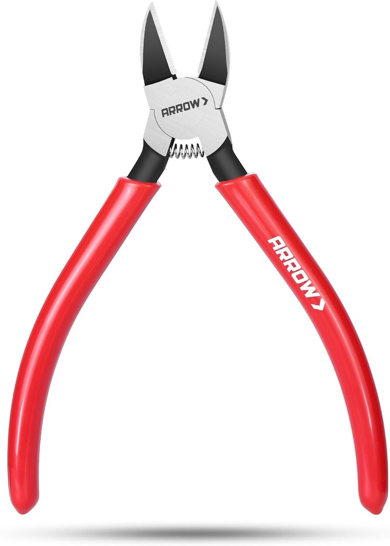 Arrow Fastener ARROW 6" Precision Wire Cutters - Spring Loaded Side Cutters, Ultra-Sharp Flush Cut Pliers, Diagonal Cutting Pliers with Non-Slip Handle for Jewelry Making, Crafts, Electronics, Zip Ties, DIY Models - Image 1